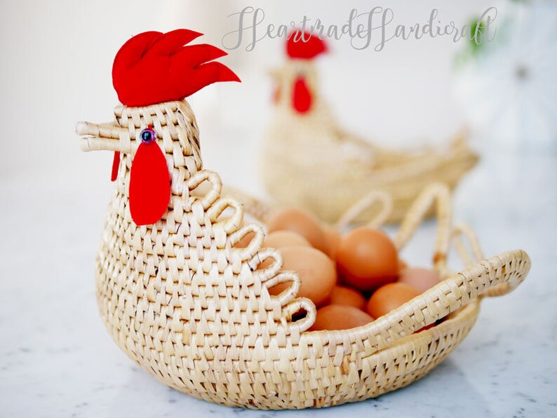 Natural Handwoven Rattan chicken basket egg storage