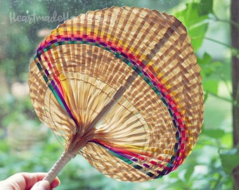 natural handwoven Palm leave Fan - Summer