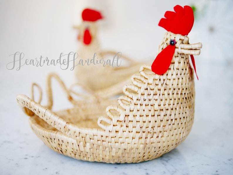 Natural Handwoven Rattan chicken basket egg storage