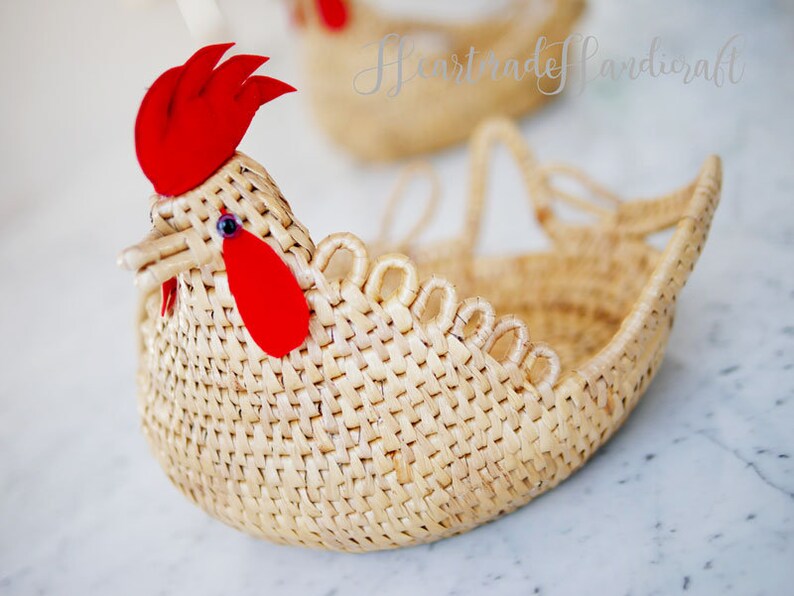 Natural Handwoven Rattan chicken basket egg storage