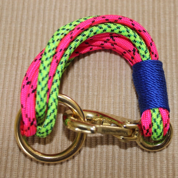 Maine Rope Bracelet - Pink Green Multi-Strand Paracord Bracelet -With Blue Accent - Made to Order