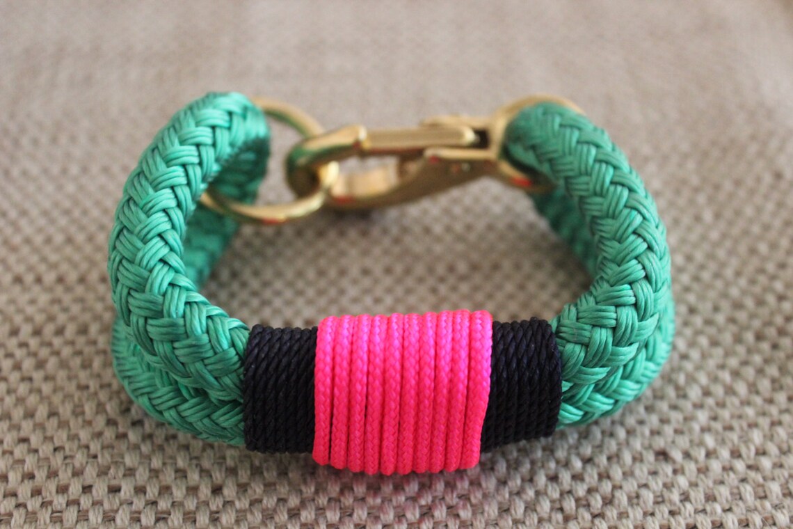 Customized Maine Rope Bracelet Kelly Green Rope Navy / Pink Made to Order Etsy