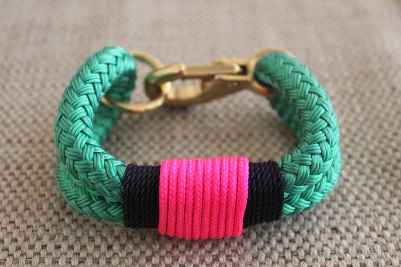 Customized Maine Rope Bracelet Kelly Green Rope Navy / Pink Made to