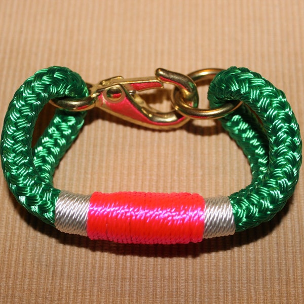 Customized Maine Rope Bracelet - Kelly Green Rope -White / Pink - Made to Order
