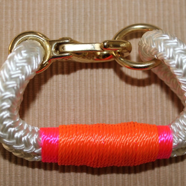 Customized Maine Rope Bracelet - White Rope - Pink / Orange - Made to Order