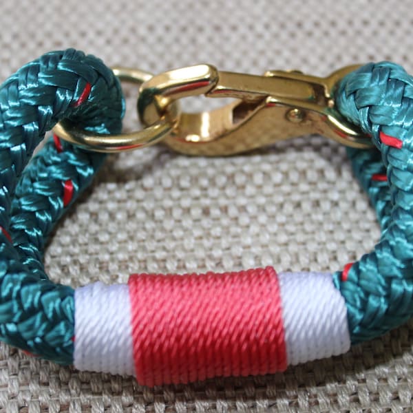 Customized Maine Rope Bracelet - Teal Rope - Salmon / Light White - Made to Order