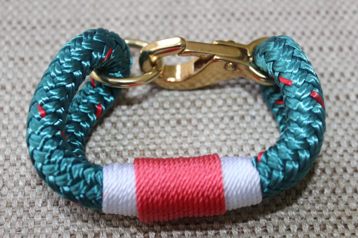 Customized Maine Rope Bracelet Teal Rope Salmon / Light Etsy