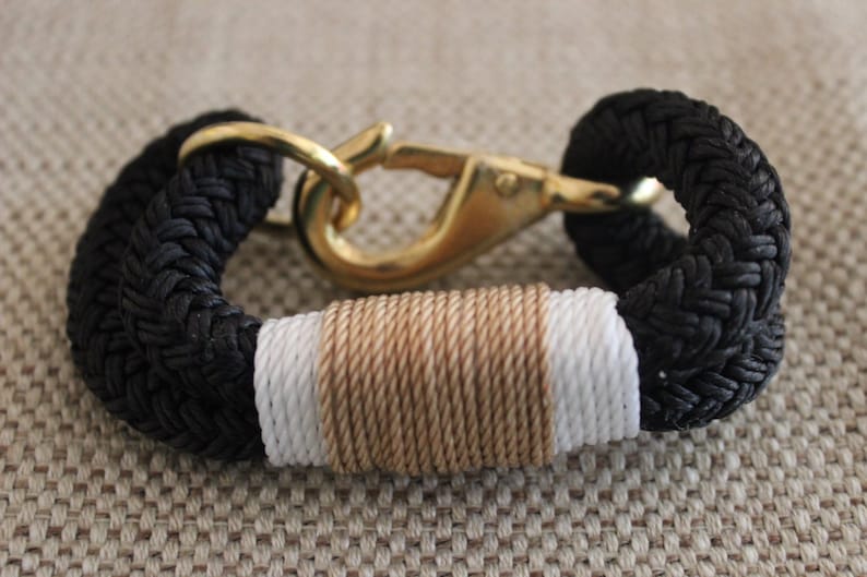 Customized Maine Rope Bracelet Black Rope white / Tan Made to Order Etsy
