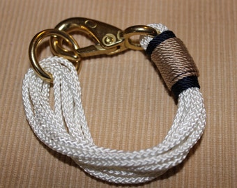 Maine Rope Bracelet -  White Multi-Strand Bracelet - with Navy / Khaki Accent - Made to Order