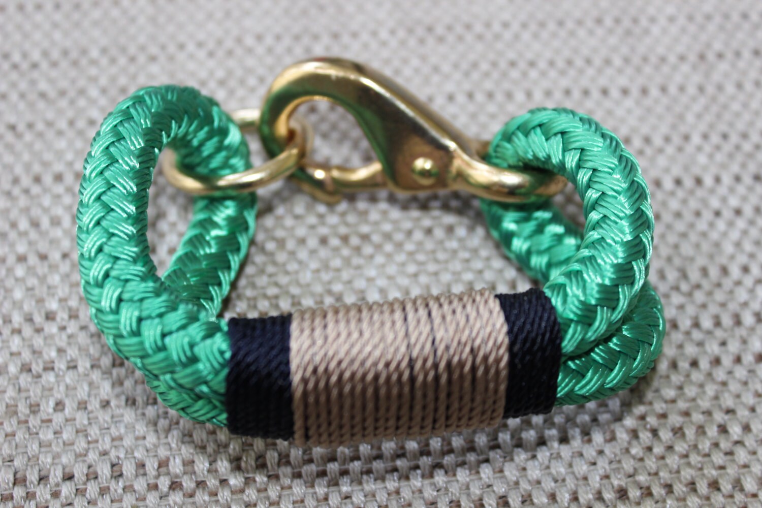 Customized Maine Rope Bracelet Kelly Green Rope Navy / Tan made to Order Etsy