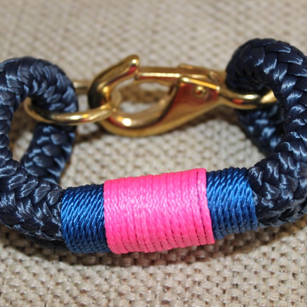 Customized Maine Rope Bracelet - Navy Rope - Pink/Cobalt - Made to Order