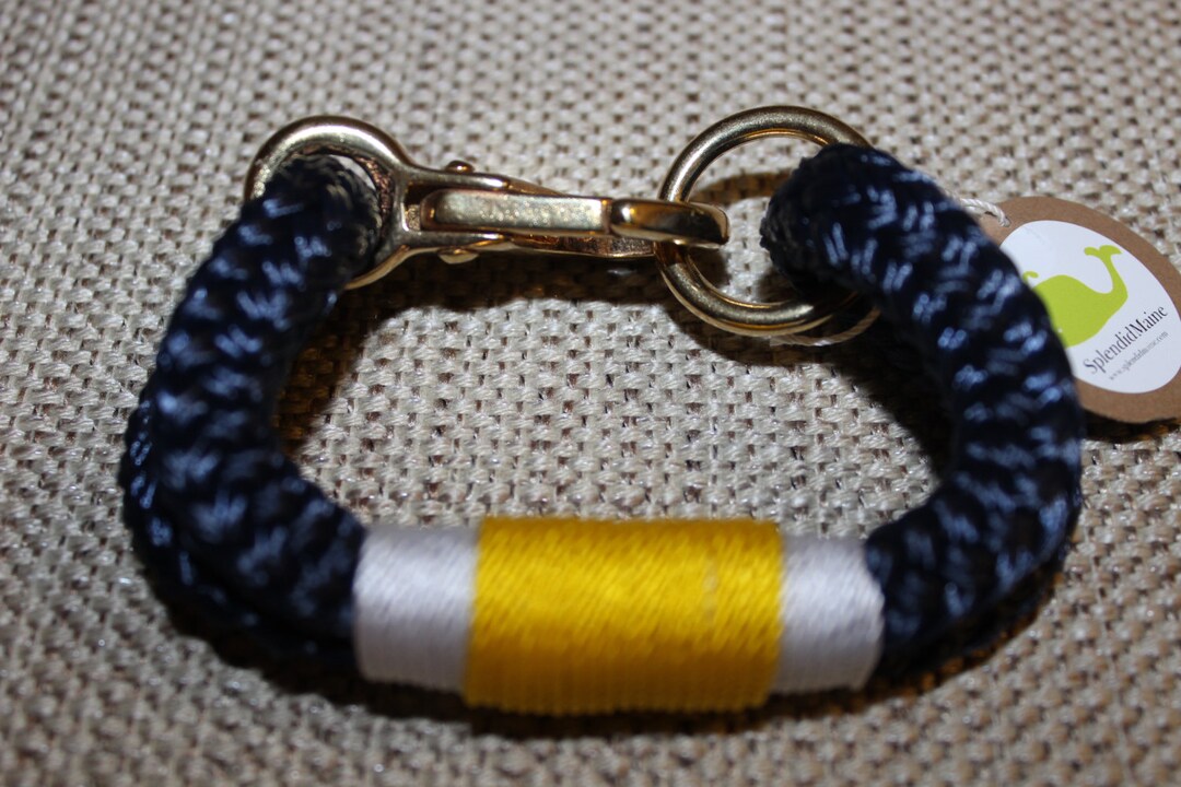 Customized Maine Rope Bracelet Navy Rope Yellow / White Etsy