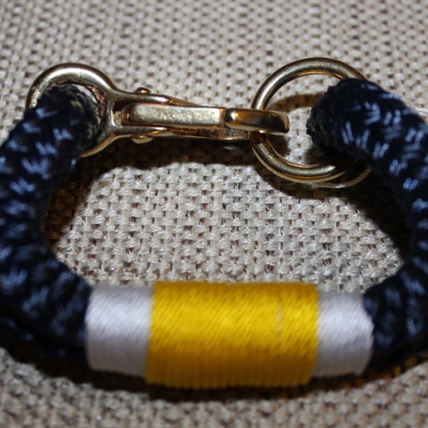 Customized Maine Rope Bracelet - Navy Rope - Yellow / White - Made to Order