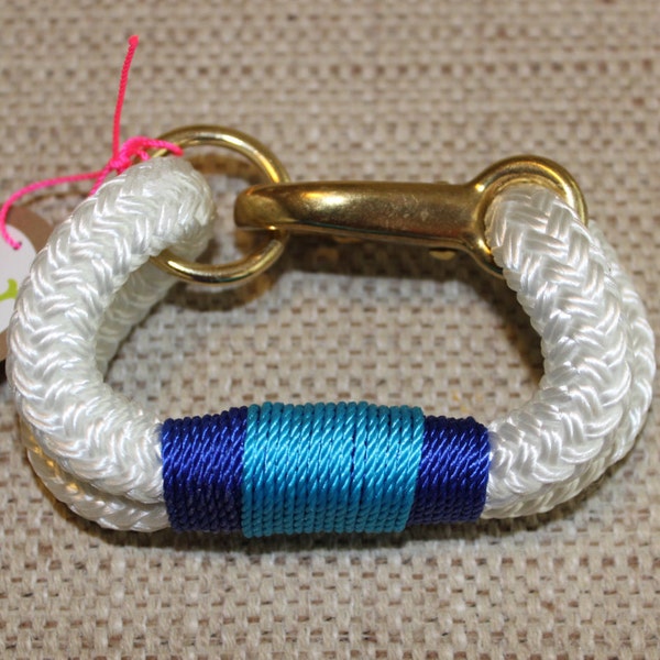 Customized Maine Rope Bracelet - White Rope - Blue / Turquoise Accent - Made to Order