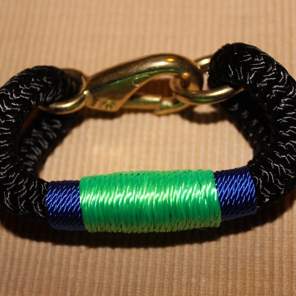 Customized Maine Rope Bracelet - Black Rope - Blue / Green -Made to Order