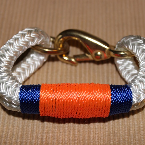 Customized Maine Rope Bracelet - White Rope -  UF - Orange / Blue - Made to Order - GO GATORS