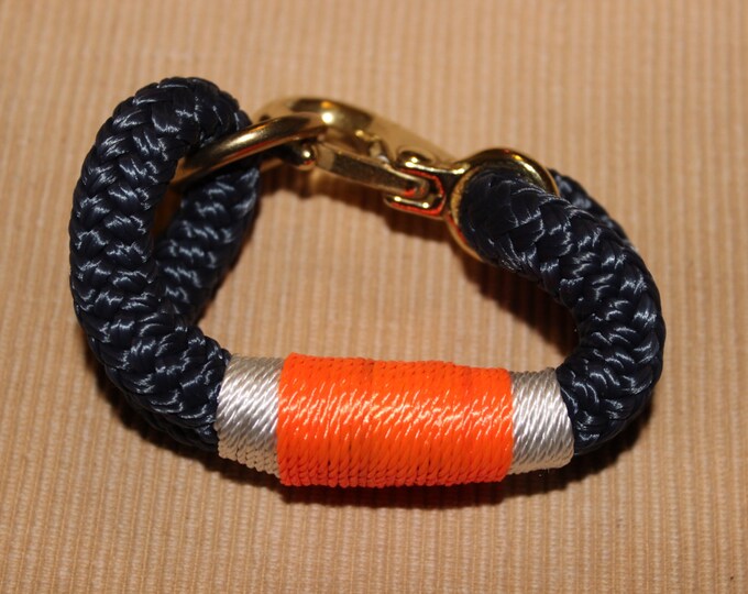 Customized Maine Rope Bracelet Navy Rope White / Orange Hand Made to Order Etsy