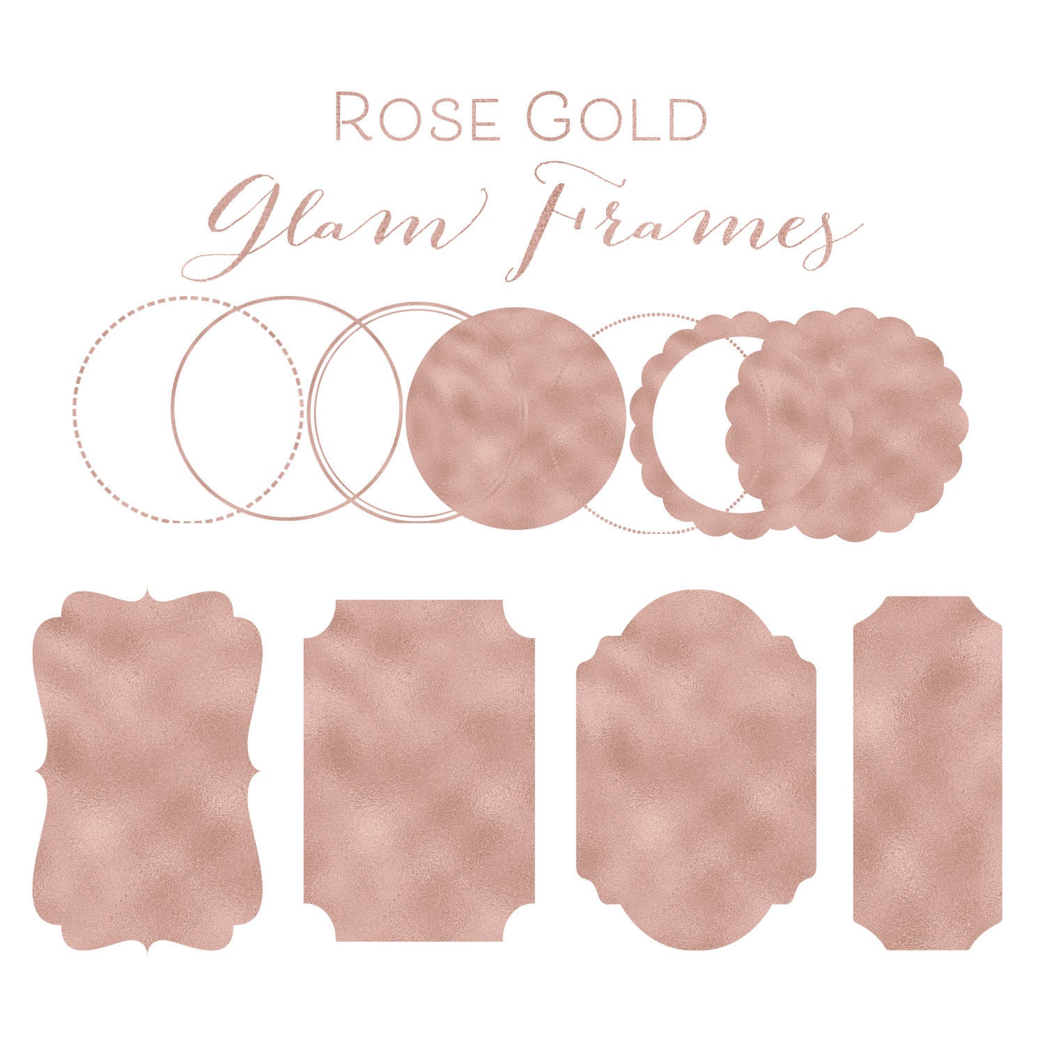 Rose gold clipart clip art rose gold digital frames | Etsy