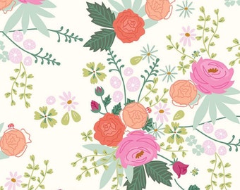 New Dawn Main Floral in Cream Fabric by Riley Blake Designs