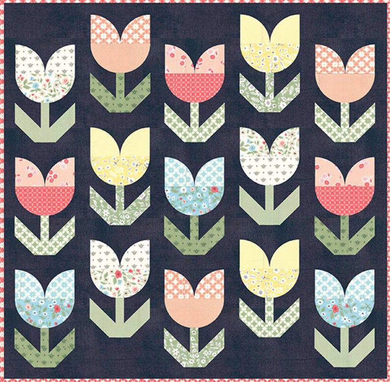 Holland Tulip Flower Quilt PATTERN by Lella Boutique Etsy