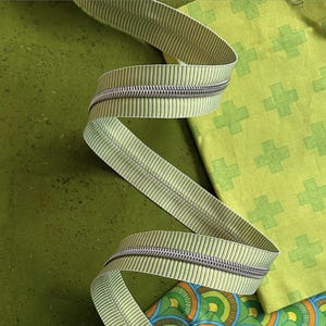 Lime Green Stripe Zipper 3 yards by Sassafras Lane