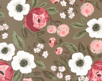 Lovestruck Garden Sweet Main Bramble Brown Floral Fabric by Lella Boutique for Moda Fabrics