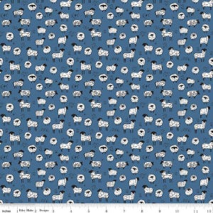 Farm Livin Sheep in Denim Blue Fabric by Diane Labombarbe for Riley Blake Fabrics