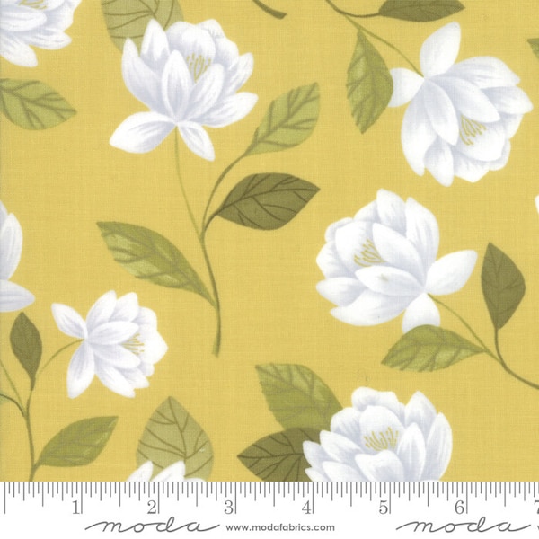 LAST 1 yard 15 inches Goldenrod Raleigh Floral in Yellow Mustard Gold Fabric by One Canoe Two for Moda Fabrics