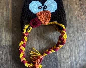 Thanksgiving Crochet Turkey hat, fall, winter, harvest photo prop animal hat