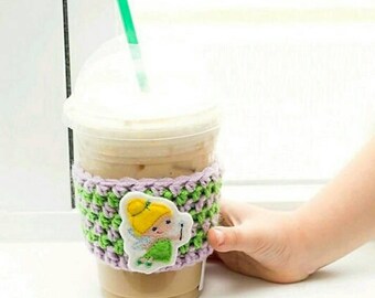 Tinker bell fairy Crochet Coffee sleeve, cup holder
