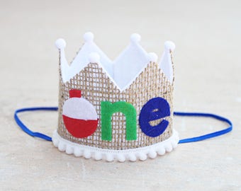 Boys 1st Birthday Ofishally One Crown - Boys First Birthday Gone Fishing Crown - Big One Party