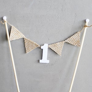 1st Birthday Cake Topper - Jute Tortengirlande - erster Geburtstag Cake Topper - Neutral - Natur - Boho