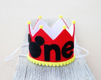 Boy 1st Birthday Mouse Crown - Boys First Birthday Mouse Felt Crown