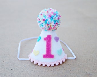 Girls First Birthday Valentines Party Hat - Sweetheart Party Hat- Girls 1st Birthday Candy Hearts - Sweet One