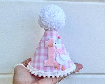One Silly Goose Birthday Hat - Gingham Goose Party Hat - Silly Little Goose First Birthday Hat - High Chair Banner
