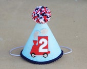 【TOMS BIRTHDAY】 Logo Cap Boys Birthday Train Party Hat - Boys 2nd Birthday Steam