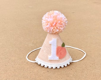 Peach Birthday Hat - One Sweet Peach Hat - Sweet as a Peach Party Hat - Girl 1st Birthday Hat