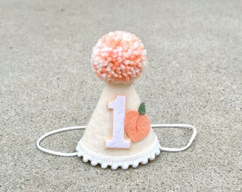 Peach Birthday Hat - One Sweet Peach Hat - Sweet as a Peach Party Hat - Girl 1st Birthday Hat