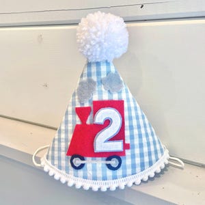 Train Birthday Party Hat - First Birthday Train Hat-  2nd Birthday Steam Engine Felt Party Hat - Choo Choo Two