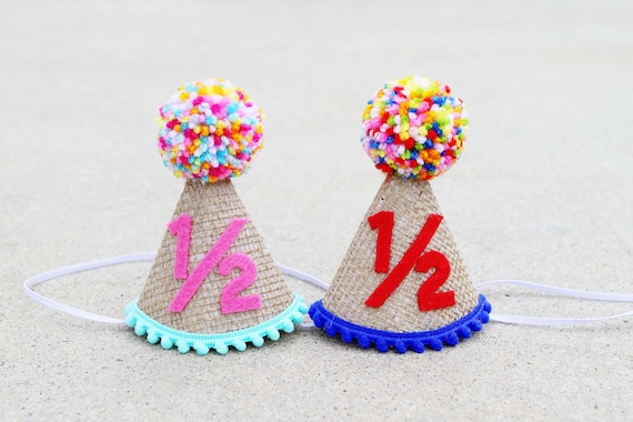 Twins 1 2 Birthday Hat Girl Boy 1 2 Party Hat Burlap Half Etsy