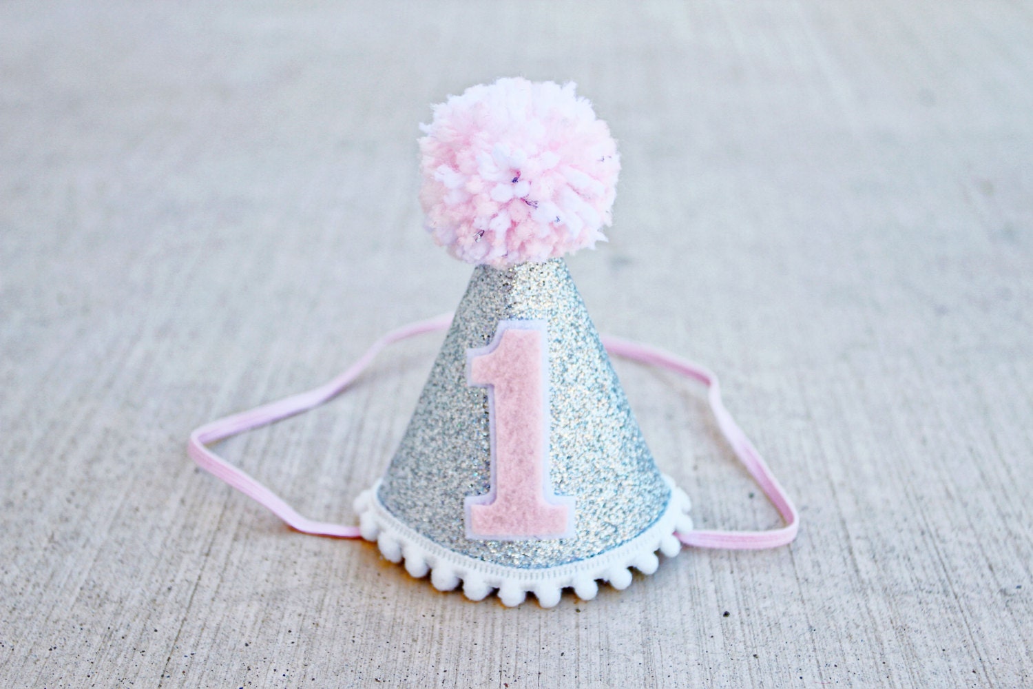Quick Ship Girls 1st Birthday Silver And Pink Mini Party Hat Etsy