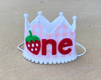 Strawberry Birthday Crown - Berry First Birthday Crown - Pink Strawberry Crown - Berry Sweet Crown - Girl 1st Birthday