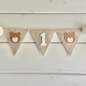 Teddy Bear First Birthday Hat Beary 1st Birthday Party Bear Party Hat Woodland Birthday Party Happy Camper image 2