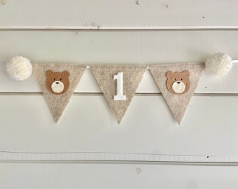 Teddy Bear High Chair Banner - Beary 1st Birthday Party- Bear Highchair Banner - Woodland Birthday Party - Happy Camper