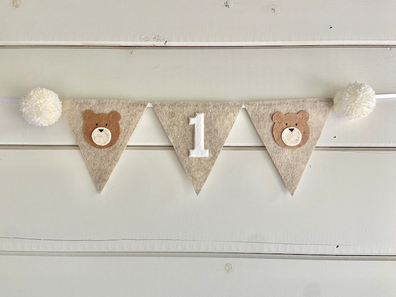 Teddy Bear First Birthday Hat Beary 1st Birthday Party Bear Party Hat Woodland Birthday Party Happy Camper image 2