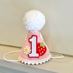 Strawberry Birthday Hat - Berry First Birthday Hat- Berry Sweet Party Hat - Girl Birthday Hat