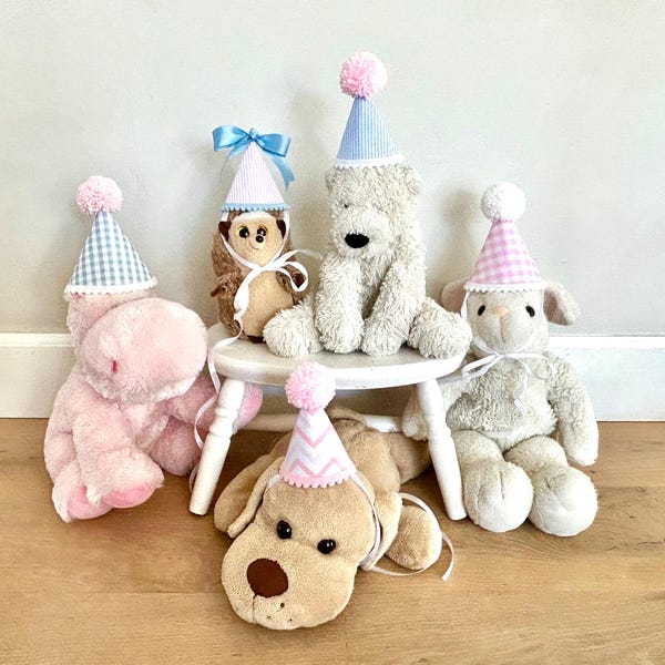 Stuffed Animal Birthday Hats- Doll Party Hats- Customize Party Hats- Guest Birthday Hats