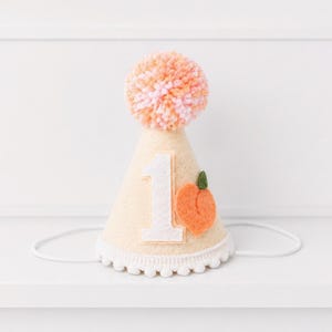 Chapéu de Aniversário Pêssego - Um Doce Pêssego - Chapéu de Festa Doce como um Pêssego - Chapéu para o Primeiro Aniversário de Menina