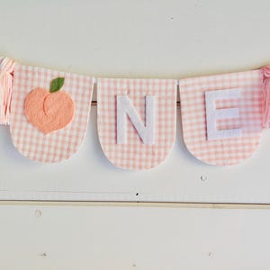 Peach Birthday Banner - One Sweet Peach High Chair Banner- Sweet as a Peach Party Banner - Girl 1st Birthday Banner
