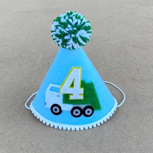 Boys Garbage Truck Birthday Party Hat - Boys Birthday Trash Truck Hat